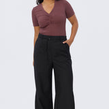 Detachable Belt Tailored Pants - Black