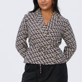 Long Sleeve Wrap Shirt - Aubergine Geo