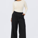 Detachable Belt Tailored Pants - Black
