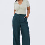 Detachable Belt Tailored Pants - Emerald