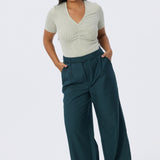 Detachable Belt Tailored Pants - Emerald