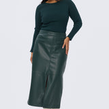 Long Sleeve Boat Neck Knit Top - Emerald