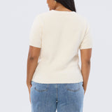 Textured Short Sleeve Knit Top - Ecru