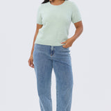 Textured Short Sleeve Knit Top - Mist