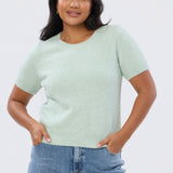 Textured Short Sleeve Knit Top - Mist