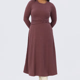 Buckle Gathered Midi Dress - Fig