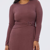 Buckle Gathered Midi Dress - Fig