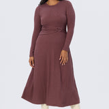 Buckle Gathered Midi Dress - Fig