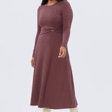 Buckle Gathered Midi Dress - Fig