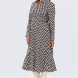 Adjustable Tie Shirt Dress - Aubergine Geo