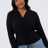 Long Sleeve Wrap Shirt - Black