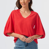 Lantern Sleeve Top - Raspberry