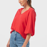 Lantern Sleeve Top - Raspberry