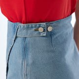 Wrap Mini Skirt - Mid Blue Wash