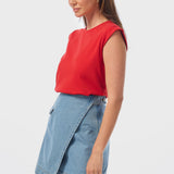 Wrap Mini Skirt - Mid Blue Wash