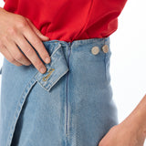 Wrap Mini Skirt - Mid Blue Wash