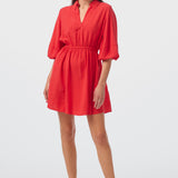 Lantern Sleeve Mini Dress - Raspberry