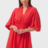 Lantern Sleeve Mini Dress - Raspberry