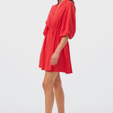 Lantern Sleeve Mini Dress - Raspberry