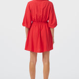 Lantern Sleeve Mini Dress - Raspberry