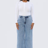 Signature Wide Leg Jeans - Mid Blue Wash
