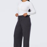 Knit Drawstring Pants - Charcoal