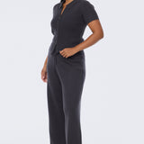 Cable Knit Zip Top - Charcoal