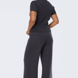 Cable Knit Zip Top - Charcoal