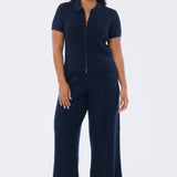 Knit Drawstring Pants - Navy