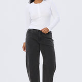 Henley Long Sleeve Top - White