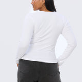 Henley Long Sleeve Top - White