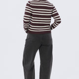 Lightweight Knit Cardigan - Aubergine/Mist Stripe