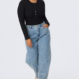 Henley Long Sleeve Top - Black