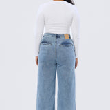 Signature Wide Leg Jeans - Mid Blue Wash