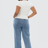 V Neck Short Sleeve Knit Top - White