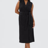Double Breasted Midi Dress - Black