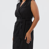 Double Breasted Midi Dress - Black