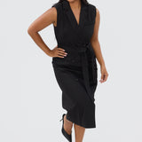 Double Breasted Midi Dress - Black