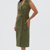 Double Breasted Midi Dress - Khaki