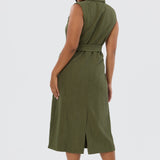 Double Breasted Midi Dress - Khaki