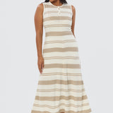Crochet Sleeveless Dress - Wheat Stripe