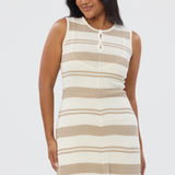 Crochet Sleeveless Dress - Wheat Stripe