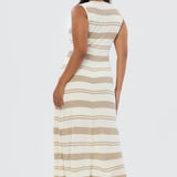 Crochet Sleeveless Dress - Wheat Stripe