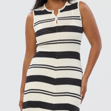 Crochet Sleeveless Dress - Ink Black Stripe