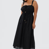 Gathered Midi Dress - Black