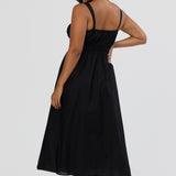 Gathered Midi Dress - Black
