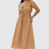 Gathered Midi Dress - Copper