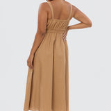 Gathered Midi Dress - Copper