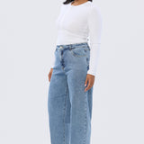 Signature Barrel Leg Jeans - Mid Blue Wash