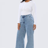 Signature Wide Leg Jeans - Mid Blue Wash